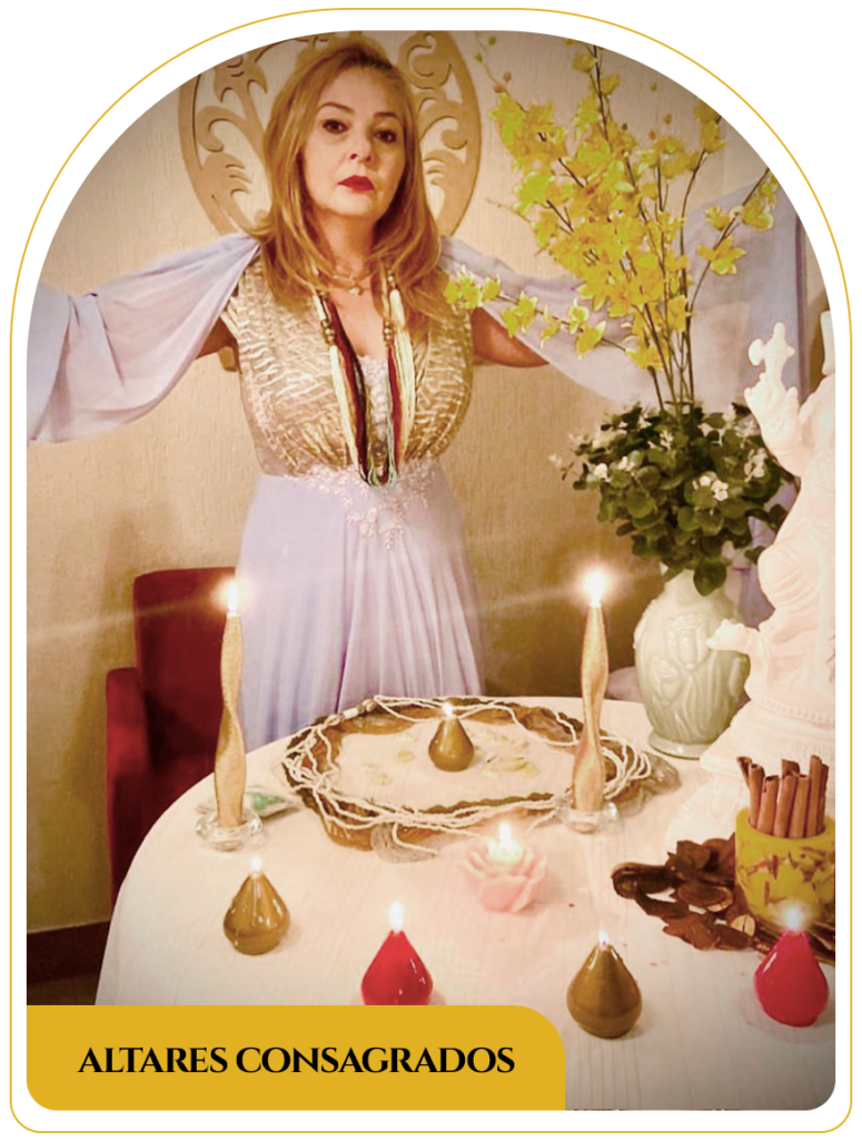 Altar consagrado com velas e oferendas